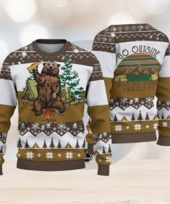 Camping Bear Go Outside Ugly Christmas Sweater Holiday For Men And Women