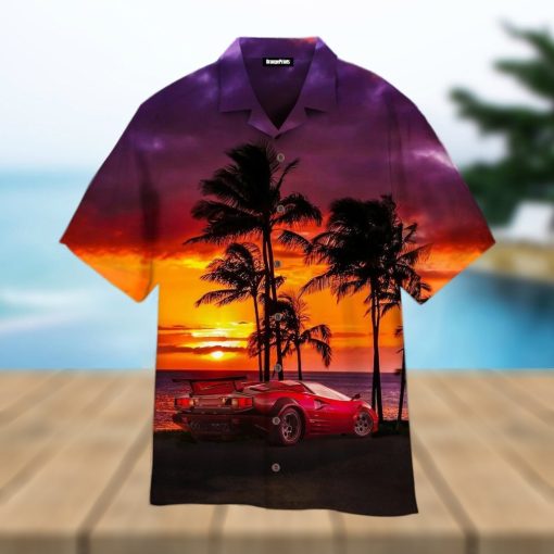 Car Sunset On The Beach Hawaiian Shirt For