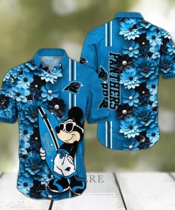 Carolina Panthers Short Sleeve Button Up Tropical Aloha Hawaiian