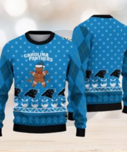 Carolina Panthers Christmas Gingerbread Man Ugly Christmas Sweater Cute Christmas Gift