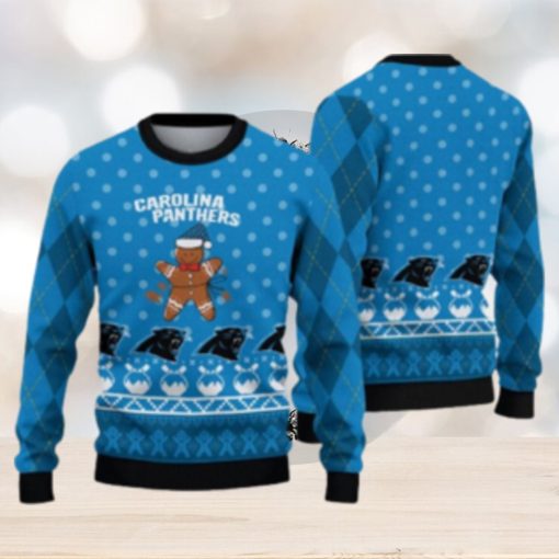 Carolina Panthers Christmas Gingerbread Man Ugly Christmas Sweater Cute Christmas Gift