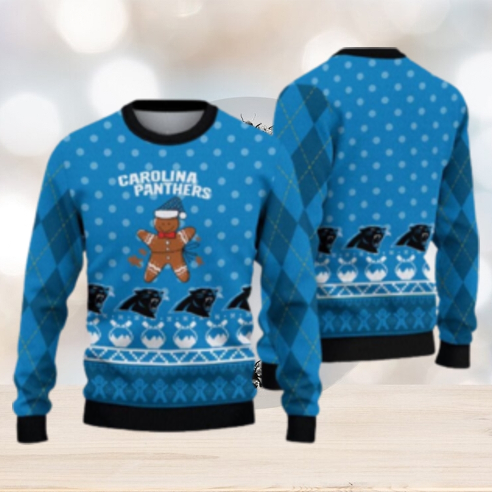 Carolina Panthers Christmas Gingerbread Man Ugly Christmas Sweater Cute  Christmas Gift - Limotees