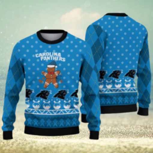 Carolina Panthers Christmas Gingerbread Man Ugly Christmas Sweater Cute Christmas Gift