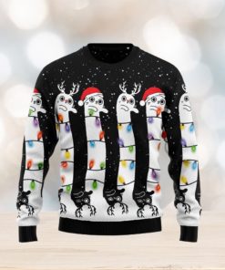 Cat And Christmas Light Funny Christmas 3D Sweater Matching Family Shirts For Christmas