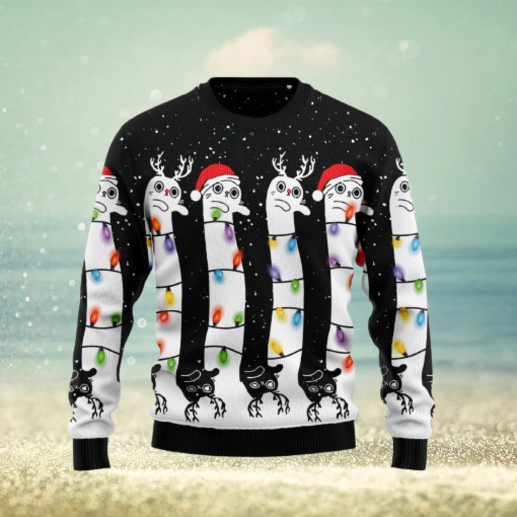 Funny Black Cat Christmas Ugly Sweater 3D Shirt