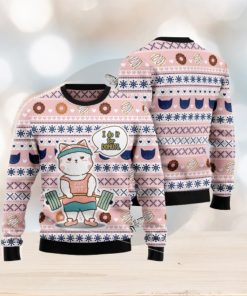 Cat I Do It For Donuts Pink Ugly Christmas 3D Sweater