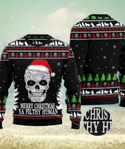 Cat Skull Santa merry Christmas Ya Filthy Human Ugly Christmas 3D Sweater