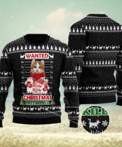 Cat Treekiller Wanted Meow Meow Meow Christmas Treekiller Black Christmas 3D Sweater