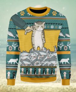 Cat With Fish Ugly Christmas Sweater Xmas Gift Men And Women Christmas Sweater