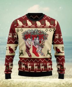 Cat and Sock Knitting Pattern Christmas 3D Sweater