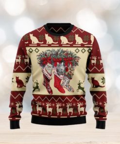 Cat and Sock Knitting Pattern Christmas 3D Sweater