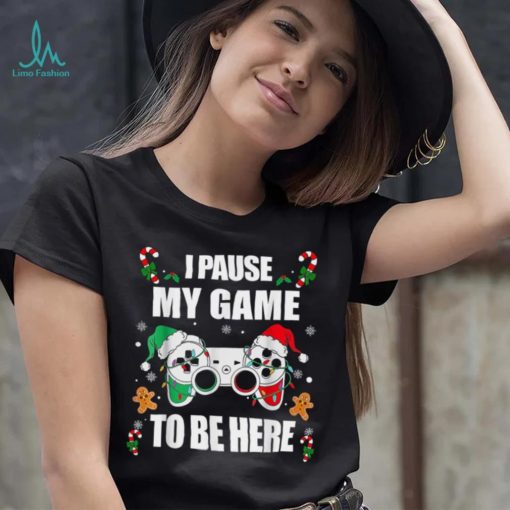 Caterpillar Christmas Gamer I Paused My Game To Be Here Video Gamer Xmas T shirt