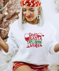 Caterpillar Dear Santa Just Bring Wine Christmas Pajama Costume Drinking Raglan Baseball Tee Shirt