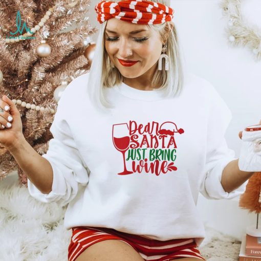 Caterpillar Dear Santa Just Bring Wine Christmas Pajama Costume Drinking Raglan Baseball Tee Shirt
