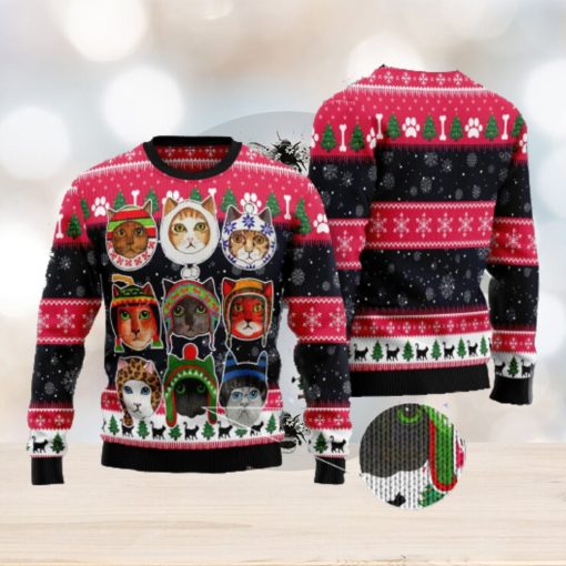 Cats In Winter Lovely Cats Ugly Christmas 3D Sweater