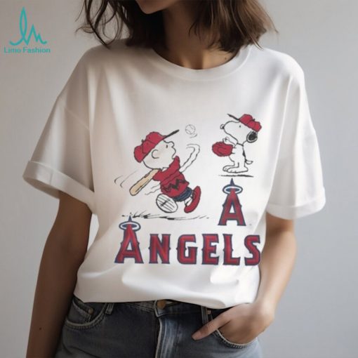 Charlie Brown And Snoopy Playing Baseball Los Angeles Angels MLB 2023 Shirt