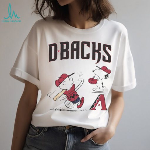 Charlie Brown and Snoopy Peanuts Arizona Diamondbacks playing baseball shirt