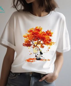 Charlie Brown hug Snoopy under tree cartoon shirt