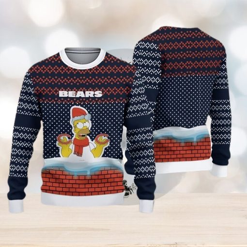 Chicago Bears Christmas Simpson Knitted Ugly Christmas Sweater AOP Gift For Men And Women