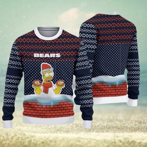 Chicago Bears Christmas Simpson Knitted Ugly Christmas Sweater AOP Gift For Men And Women