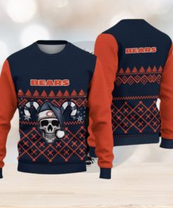 Chicago Bears Fans Skull Outwear Ugly Christmas Sweater - Limotees