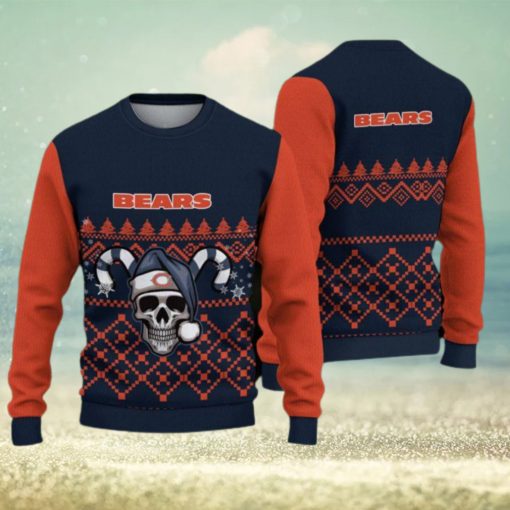 Chicago Bears Fans Skull Fabric Knitted Christmas Sweater