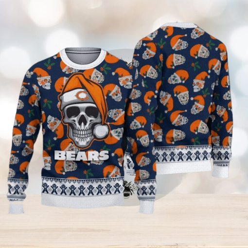 Chicago Bears Fans Skull Outwear Ugly Christmas Sweater