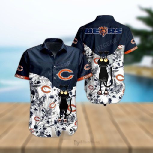 Chicago Bears NFL Hawaiian Shirt Black Cat Graphic 3D Printed Hawaii Shirt Short Fan Ever