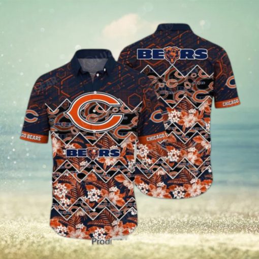 Chicago Bears NFL Hawaiian Shirt Graphic Tropical Pattern 3D Printed Beach Shirt Summer Gift For Fan