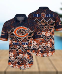 Chicago Bears NFL Hawaiian Shirt Graphic Tropical Pattern 3D Printed Beach Shirt Summer Gift For Fan