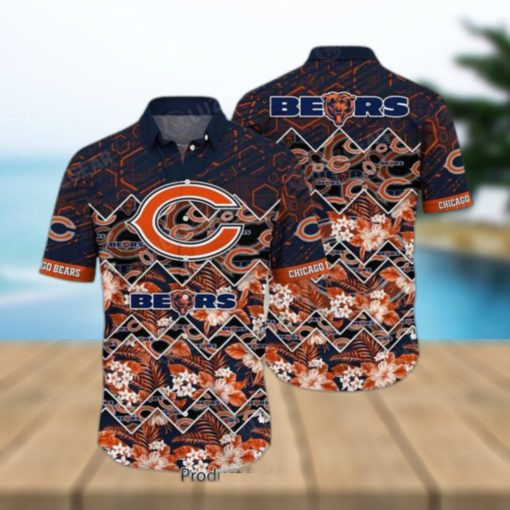 Chicago Bears NFL Hawaiian Shirt Graphic Tropical Pattern 3D Printed Beach Shirt Summer Gift For Fan