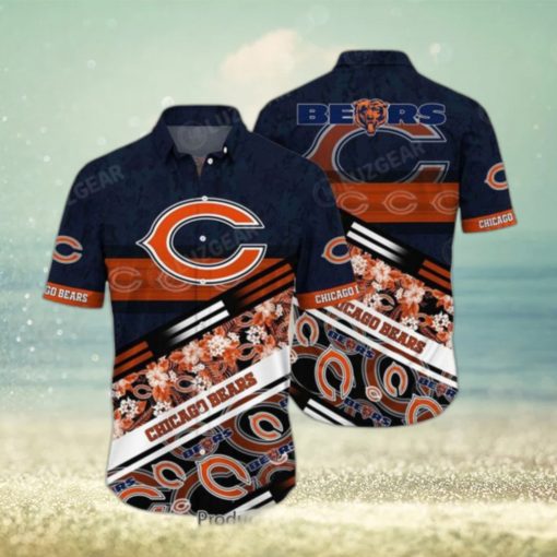 Chicago Bears NFL Hawaiian Shirt Graphic Tropical Pattern 3D Printed Beach Shirt Summer Gift For Fans