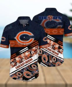 Chicago Bears NFL Hawaiian Shirt Graphic Tropical Pattern 3D Printed Beach Shirt Summer Gift For Fans