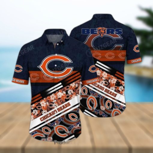 Chicago Bears NFL Hawaiian Shirt Graphic Tropical Pattern 3D Printed Beach Shirt Summer Gift For Fans