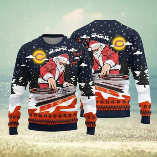 Chicago Bears Teams Funny DJ Santa Knitted Sweater For Christmas