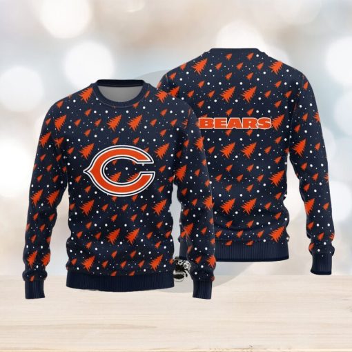 Chicago Bears Teams Pine Tree Patterns Pattern Knitted Sweater For Christmas