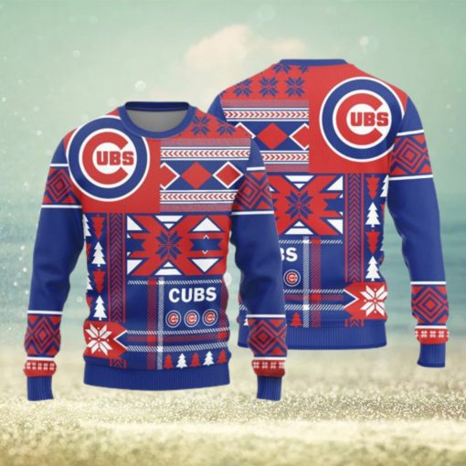 Chicago Cubs Teams Snowflakes Pattern Knitted Sweater For Christmas