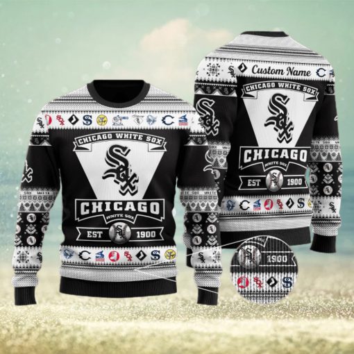 Chicago White Sox Football Team Logo Custom Name For Fans Ugly Christmas Sweater