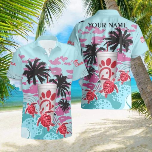 Chick fil A Turtles Palm Tree Hawaiian Shirt And Shorts Custom Name Special Summer Gift