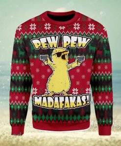 Chicken Pew Pew Madafakas Funny Chicken Gangster Meme Ugly Christmas Sweater Xmas Gift Men And Women Christmas Sweater