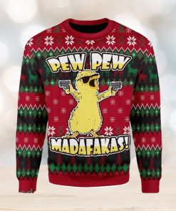 Chicken Pew Pew Madafakas Funny Chicken Gangster Meme Ugly Christmas Sweater Xmas Gift Men And Women Christmas Sweater