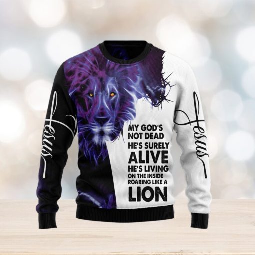 Christian Lion Style 3D Ugly Christmas Sweater Gift Men Women