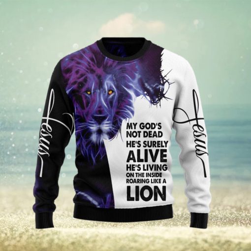 Christian Lion Style 3D Ugly Christmas Sweater Gift Men Women