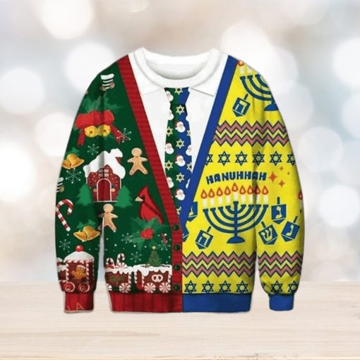 Christmas And Hanukkah Cadigan Costume 3D Funny Ugly Sweater