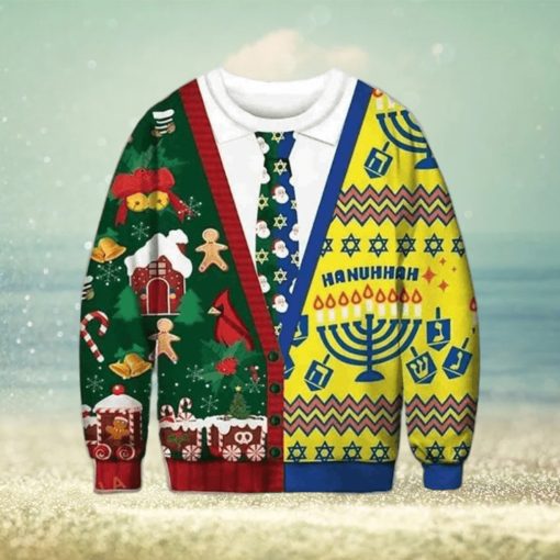 Christmas And Hanukkah Cadigan Costume 3D Funny Ugly Sweater