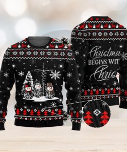 Christmas Begins With Christ Faith Hope Love Ugly Christmas Sweater Unisex 3D Sweater Christmas Gift