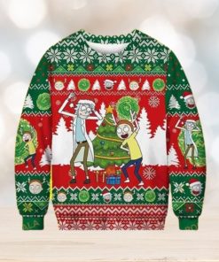 Christmas Dancing Rick And Morty Snowflakes Pattern 3D Funny Ugly Sweater