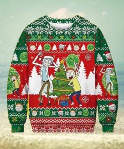 Christmas Dancing Rick And Morty Snowflakes Pattern 3D Funny Ugly Sweater