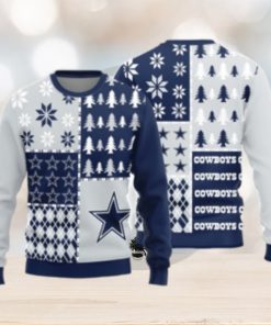 Christmas Gift Dallas Cowboys Logo Christmas Pine Trees Pattern Ugly Christmas Sweater