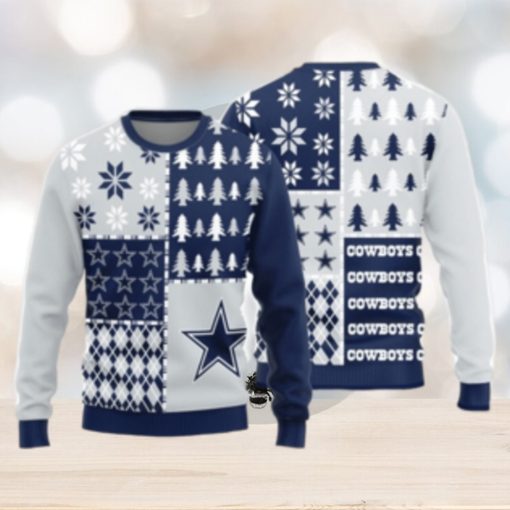 Christmas Gift Dallas Cowboys Logo Christmas Pine Trees Pattern Ugly Christmas Sweater